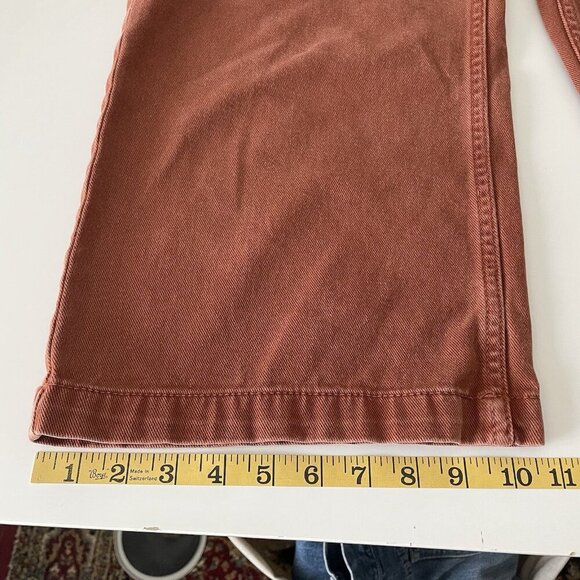 Stradivarius Super Wide-Leg High-Waisted Crop Denim Jeans Brown Size Teen 8 - Picture 7 of 10